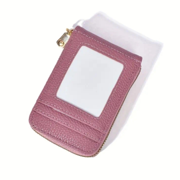 RFID Blocking Zipper Clutch Wallet with 12 Card Slots for Women, Mauve Pink - Picture 2 of 3